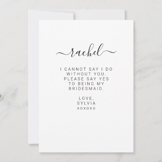 私の花嫁のメイドになってくれない？結婚式の提案 カード (裏面)