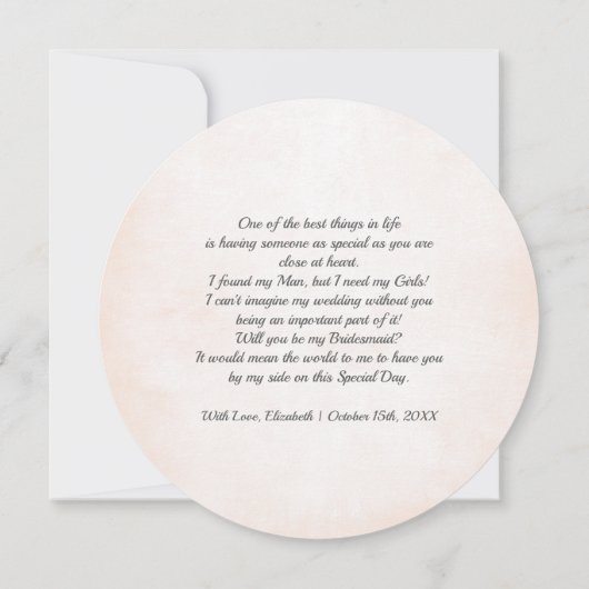 私の花嫁のメイドになってくれない？赤面ピンク牡丹花輪 招待状 (裏面)