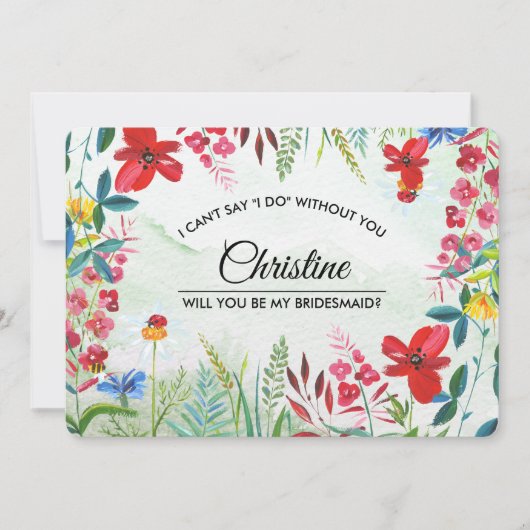私の花嫁のメイドになってくれない？野草花 招待状 (正面)