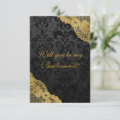 私の花嫁のメイドになってくれない？金ゴールド素朴ブラックレース 招待状 (スタンド正面)