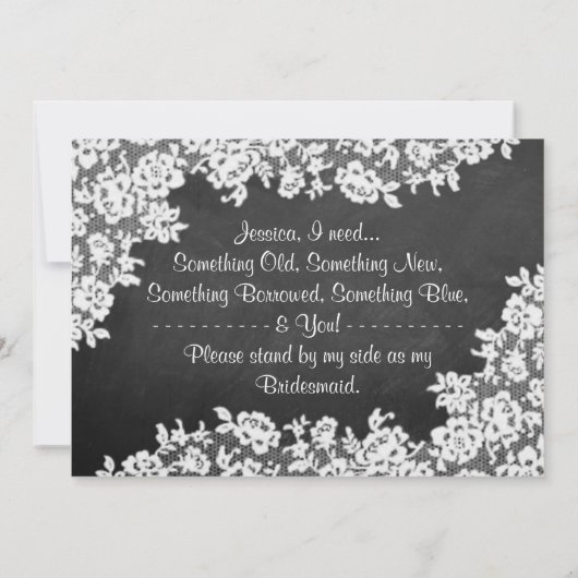 私の花嫁のメイドになってくれない？黒板とレース 招待状 (裏面)