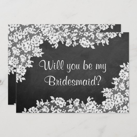 私の花嫁のメイドになってくれない?黒板とレース 招待状 (正面/裏面)