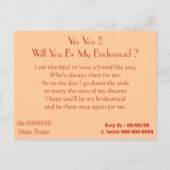 私の花嫁のメイドになりましょメイド・オブ・オーナー(花嫁付き添い人)... インビテーションポストカード (裏面)