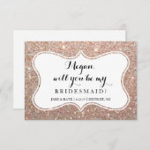 私の花嫁のメイドになりませんか – キラキラしたバラ金ゴールド 招待状 (正面/裏面)