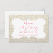私の花嫁のメイドになりませんか？ – キラキラ白い金ゴールド 招待状 (正面/裏面)