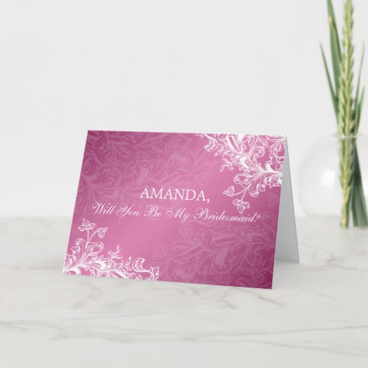 私の花嫁のメイドのヴィンテージはピンクに渦巻く 招待状 (正面)