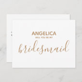 私の花嫁のメイドの白シンプル金ゴールド インビテーションポストカード (正面/裏面)