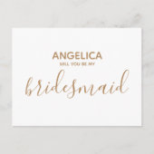 私の花嫁のメイドの白シンプル金ゴールド インビテーションポストカード (正面)