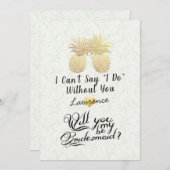 私の花嫁のメイドの金ゴールドエレガントパイナップル 招待状 (正面/裏面)