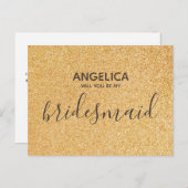 私の花嫁のメイドの金ゴールドグリッター インビテーションポストカード (正面/裏面)