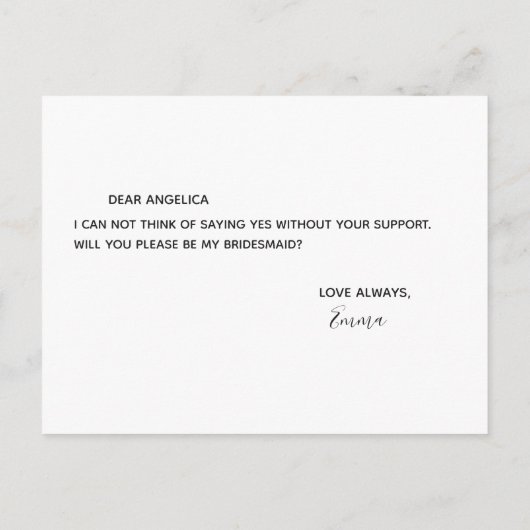 私の花嫁のメイドの金ゴールド白い大理石 インビテーションポストカード (裏面)