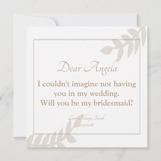 私の花嫁のメイドの金フローラカードか 招待状 (裏面)