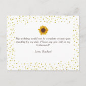 私の花嫁のメイドはヒマワリと金ゴールドドット インビテーションポストカード (裏面)