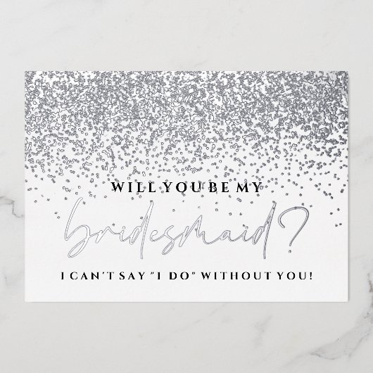 私の花嫁のメイドカードか – Silver Foil 箔招待状 (正面)