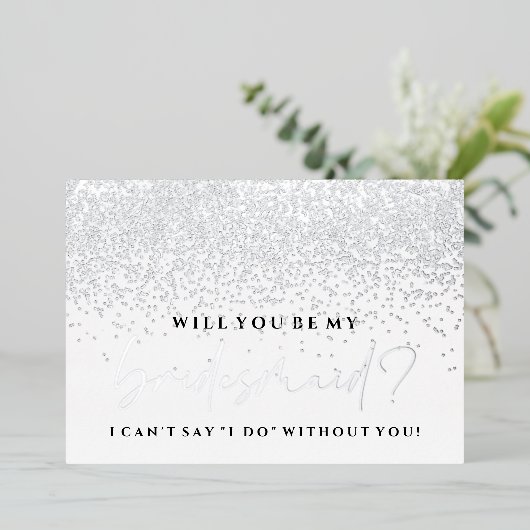 私の花嫁のメイドカードか – Silver Foil 箔招待状 (立ち正面)