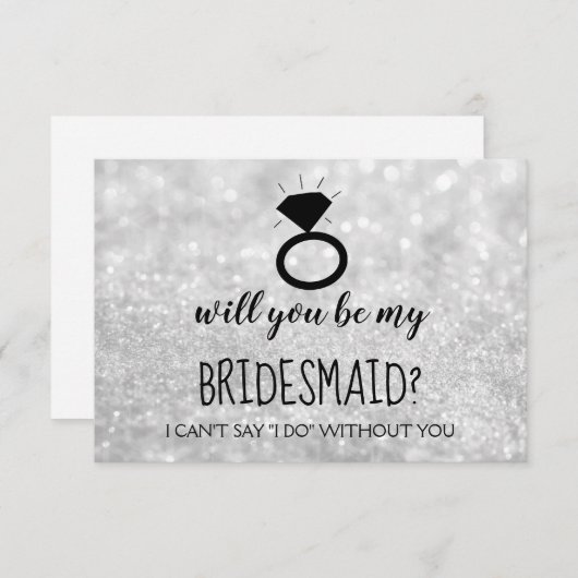 私の花嫁のメイドカード – あなたのリングや輪グリッター 招待状 (正面/裏面)