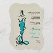 私の花嫁のメイドカード(ティール(緑がかった色)) 招待状 (正面/裏面)