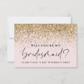 私の花嫁のメイドカード – バラピンクグリッター 招待状 (正面)