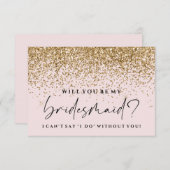 私の花嫁のメイドカード – バラピンクグリッター 招待状 (正面/裏面)