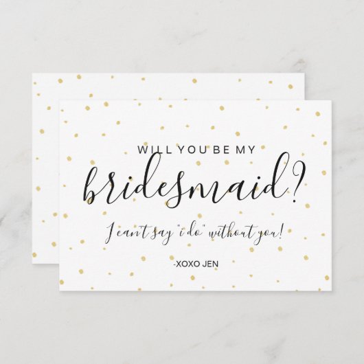 私の花嫁のメイドカード – 金ゴールドドット白 招待状 (正面/裏面)