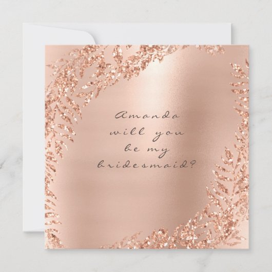 私の花嫁のメイドグリッターリースピンクローズ 招待状 (正面)