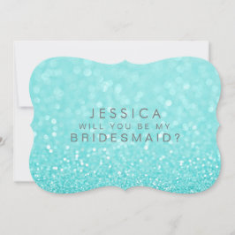 私の花嫁のメイドターコイズグリッターカード 招待状