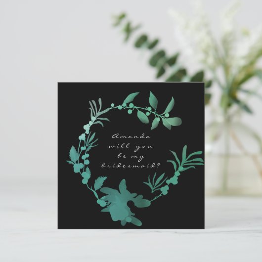 私の花嫁のメイドティール(緑がかった色)グリーンリース 招待状 (スタンド正面)