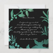私の花嫁のメイドティール(緑がかった色)グリーンリース 招待状 (裏面)