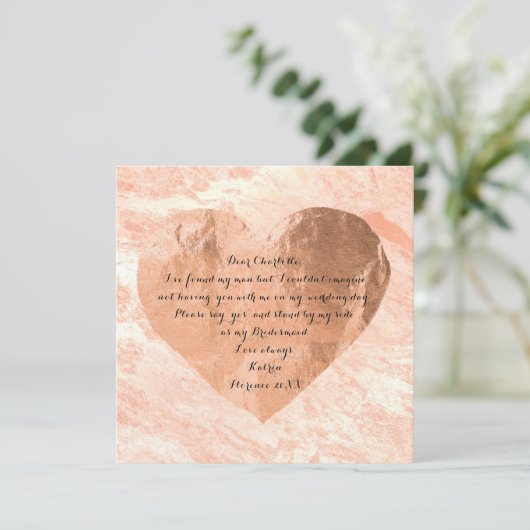 私の花嫁のメイドバラ金ゴールド大理石ハートか 招待状 (スタンド正面)