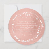 私の花嫁のメイドリースピンクローズ金ゴールド 招待状 (裏面)