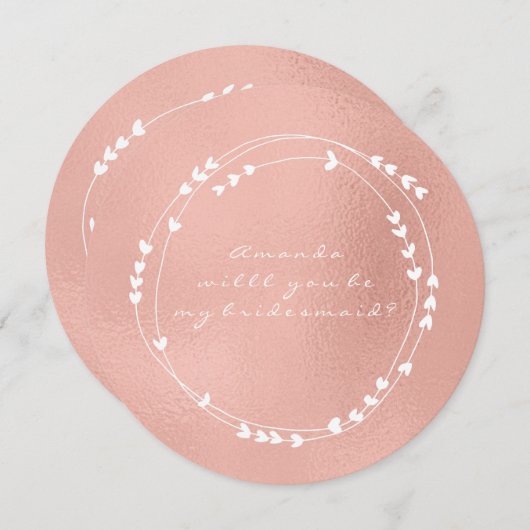 私の花嫁のメイドリースピンクローズ金ゴールド 招待状 (正面/裏面)