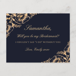 私の花嫁のメイドヴィンテージ金ゴールド海軍フローラか 招待状