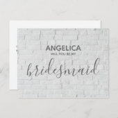 私の花嫁のメイド白レンガでモダンきる インビテーションポストカード (正面/裏面)