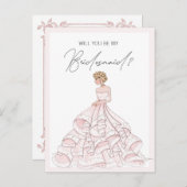 私の花嫁のメイド赤面ピンクグリッター インビテーションポストカード (正面/裏面)