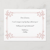 私の花嫁のメイド赤面ピンクグリッター インビテーションポストカード (裏面)