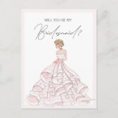 私の花嫁のメイド赤面ピンクグリッター インビテーションポストカード (正面)