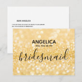 私の花嫁のメイド金ゴールドグリッターの輝き インビテーションポストカード (正面/裏面)