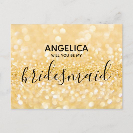 私の花嫁のメイド金ゴールドグリッターの輝き インビテーションポストカード (正面)
