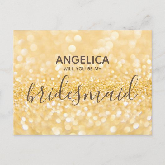 私の花嫁のメイド金ゴールドグリッターの輝き インビテーションポストカード (正面)
