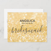 私の花嫁のメイド金ゴールドグリッターの輝き インビテーションポストカード (正面/裏面)