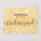 私の花嫁のメイド金ゴールドグリッターの輝き インビテーションポストカード (正面)