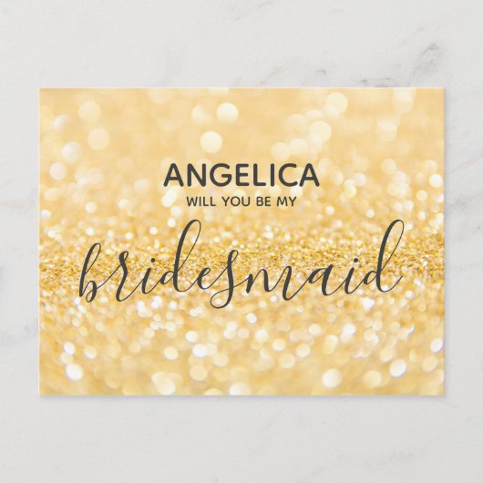 私の花嫁のメイド金ゴールドグリッターの輝き インビテーションポストカード (正面)