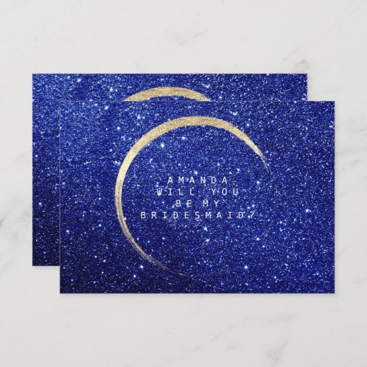 私の花嫁のメイド金ゴールドグリッターブルーネイビーか 招待状 (正面/裏面)