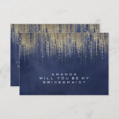 私の花嫁のメイド金ゴールドブルー・ネイビーか 招待状 (正面/裏面)