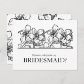 私の花嫁のメイド黒と白のシック 招待状 (正面/裏面)