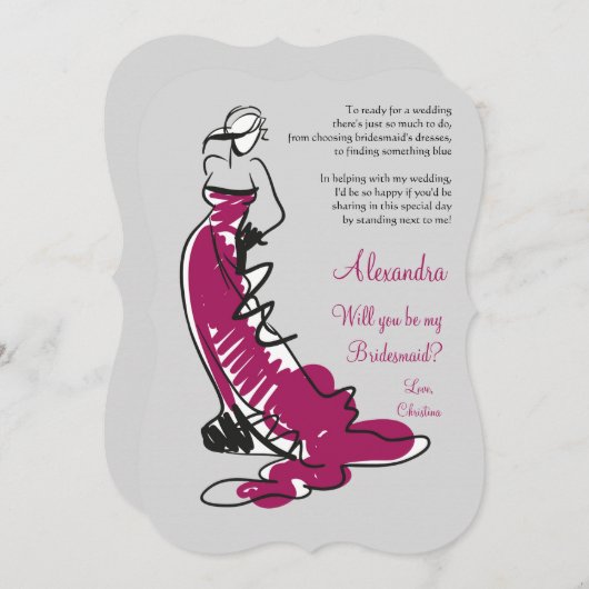 私の花嫁のメイド2枚のカードは？ 招待状 (正面/裏面)