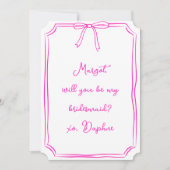 私の花嫁のメイド？ホットピンクコケット弓提案 招待状 (正面)