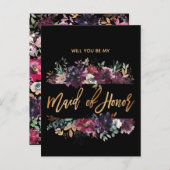 私の花嫁のメイドMOH Burgundy Marsala インビテーションポストカード (正面/裏面)