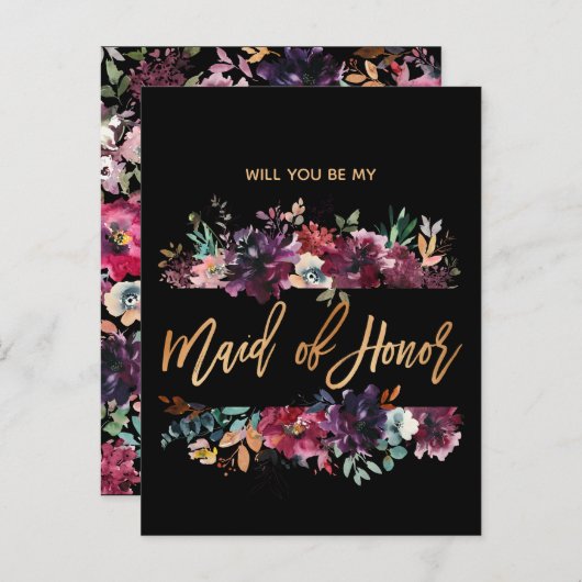 私の花嫁のメイドMOH Burgundy Marsala インビテーションポストカード (正面/裏面)