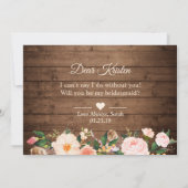 私の花嫁の介添え人になってくれる？ ラスティックガールのブーツ フラワーモチーフ 招待状 (裏面)